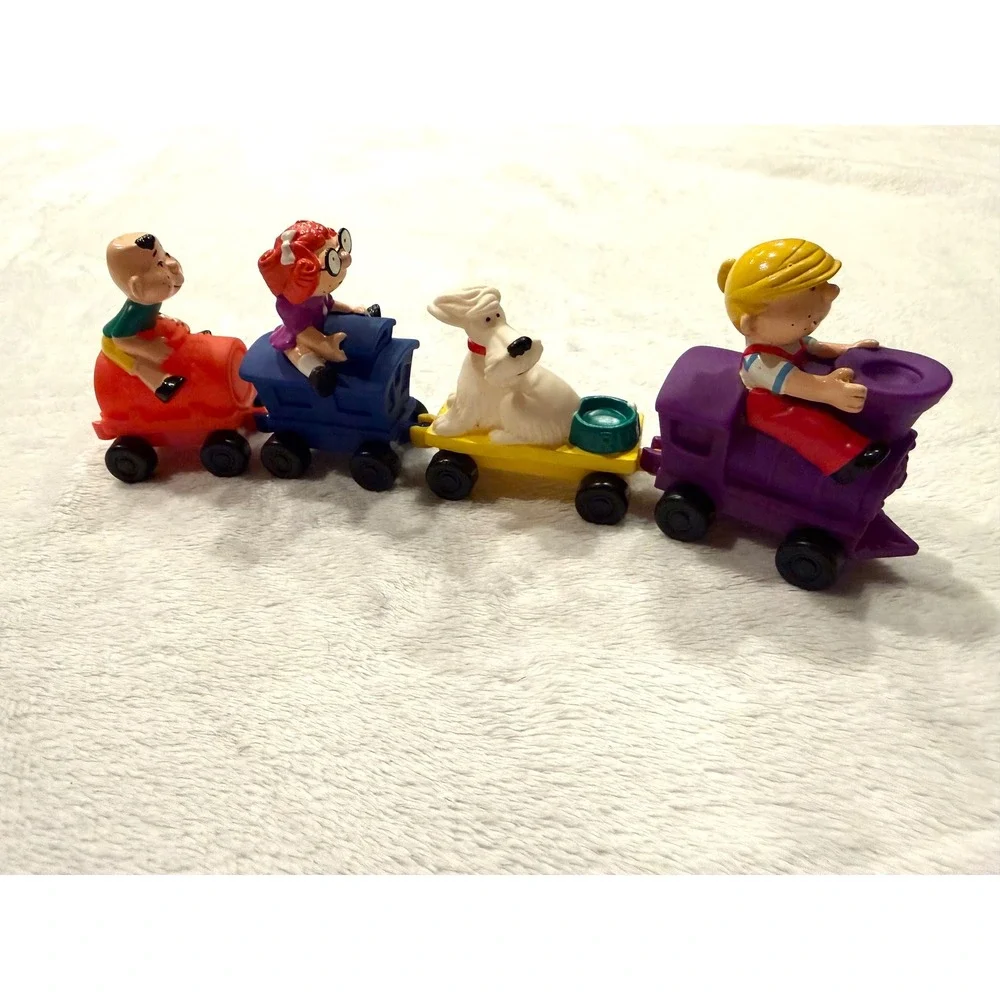 Vintage 1998 Dairy Queen Dennis‎ the Menace Rolling Train Toy FULL SET of 4